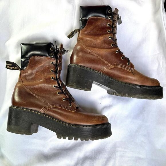 Dr Martens Womens KARMILLA Boots Lace Up Tall Combat  Sz 37 Or 6.5 - Picture 1 of 8